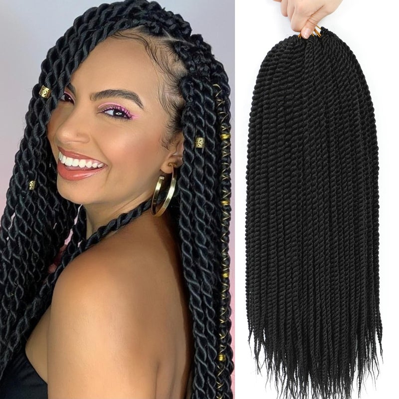 Senegalese Twist Crochet Hair8 Packs 18 Inch Senegalese Twist Crochet Braids For Women Black Pre Looped Pretwisted Crochet Braids Synthetic Crochet Twist Hair 18in1B